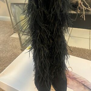 Black Feathered Boots